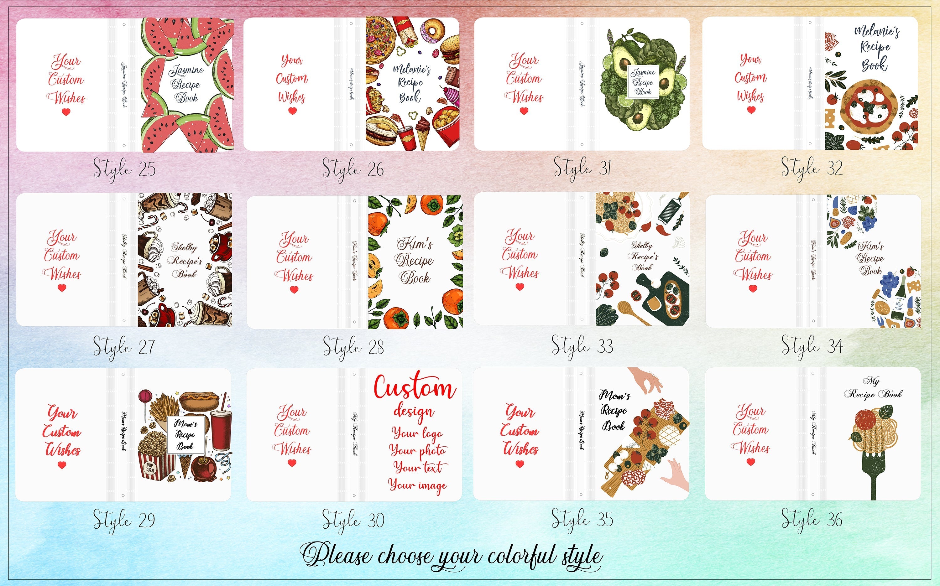 GIFT FOR MOM PERSONALIZED COLORFUL WOODEN RECIPE BOOK