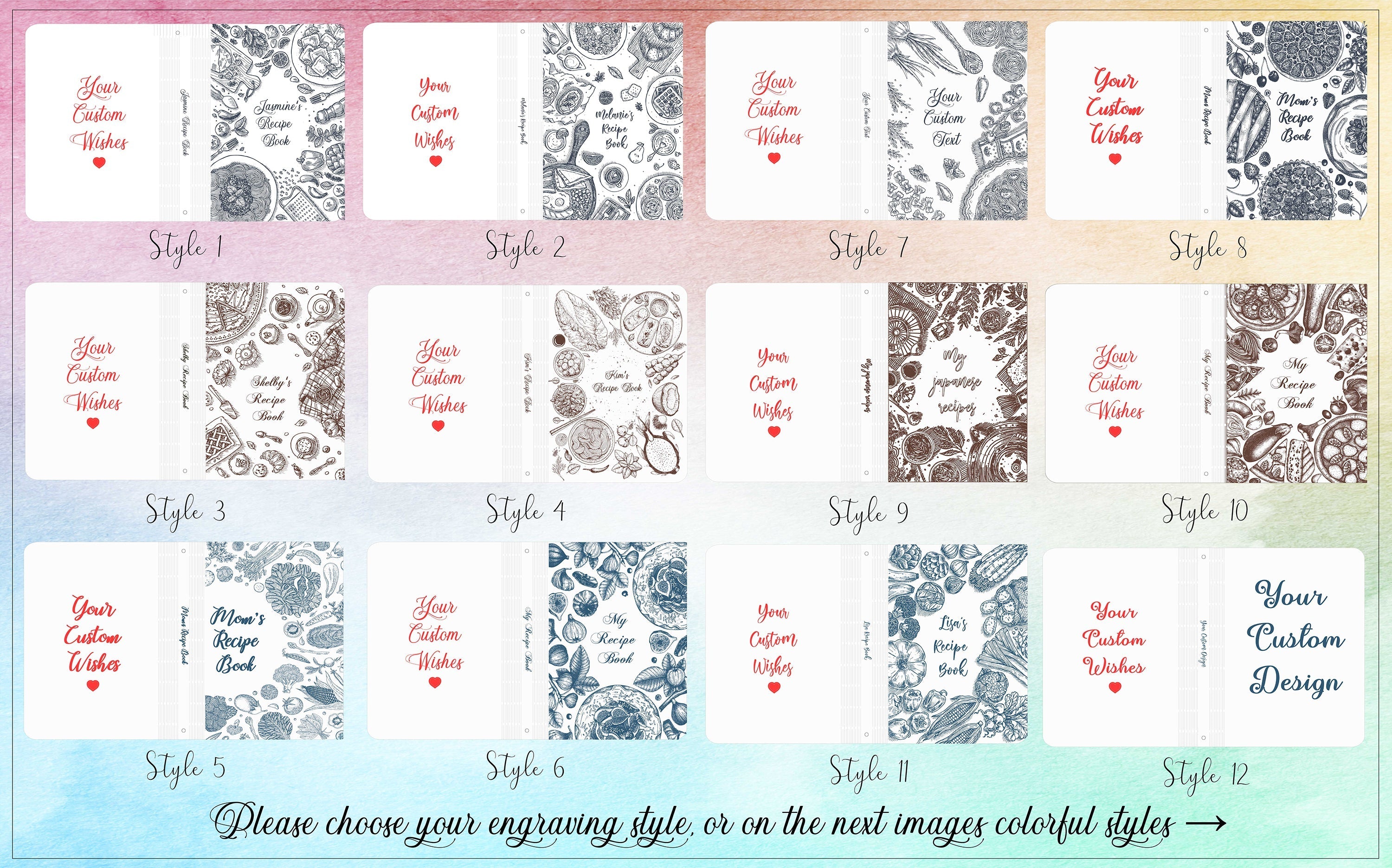 GIFT FOR MOM PERSONALIZED COLORFUL WOODEN RECIPE BOOK