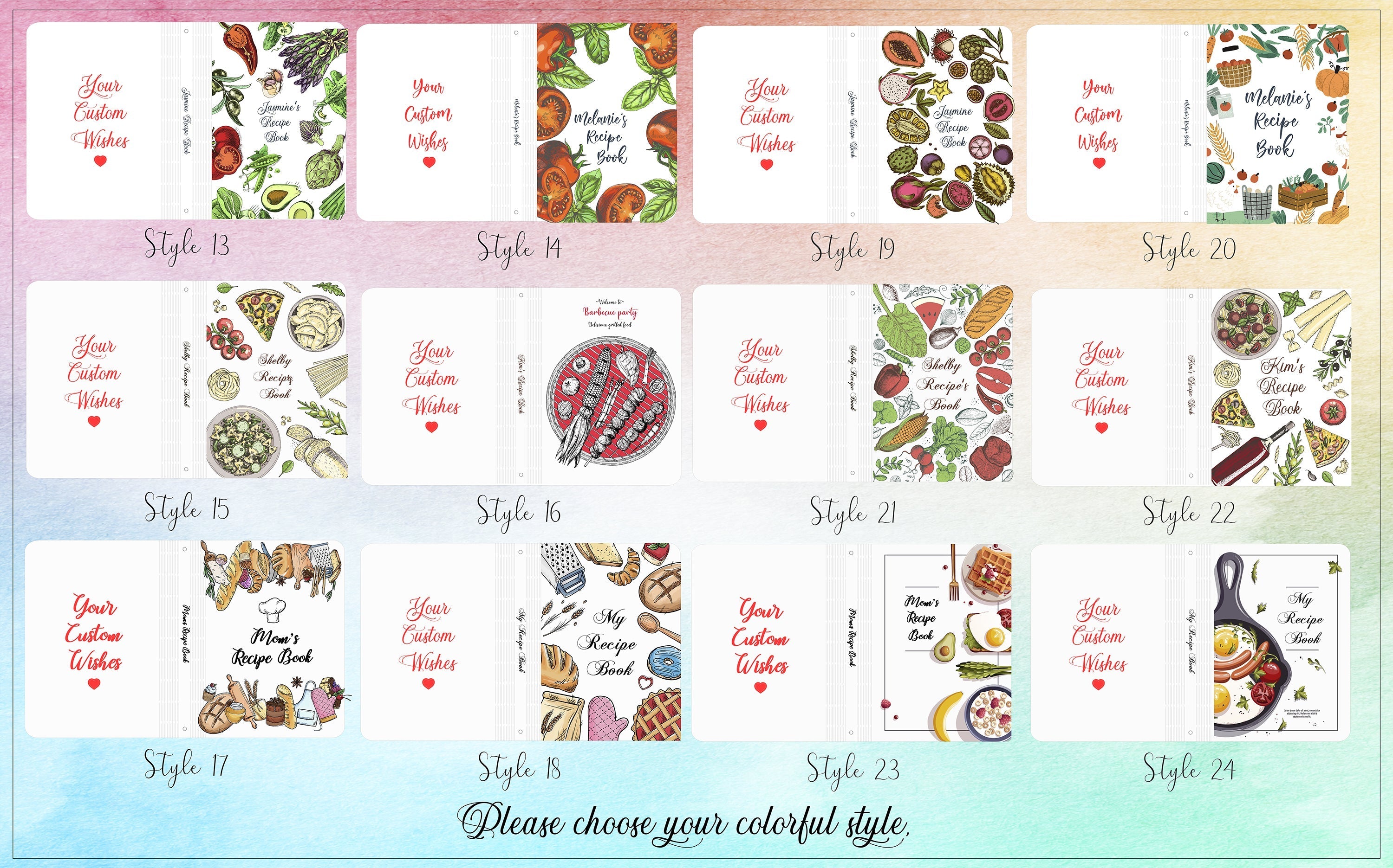 GIFT FOR MOM PERSONALIZED COLORFUL WOODEN RECIPE BOOK