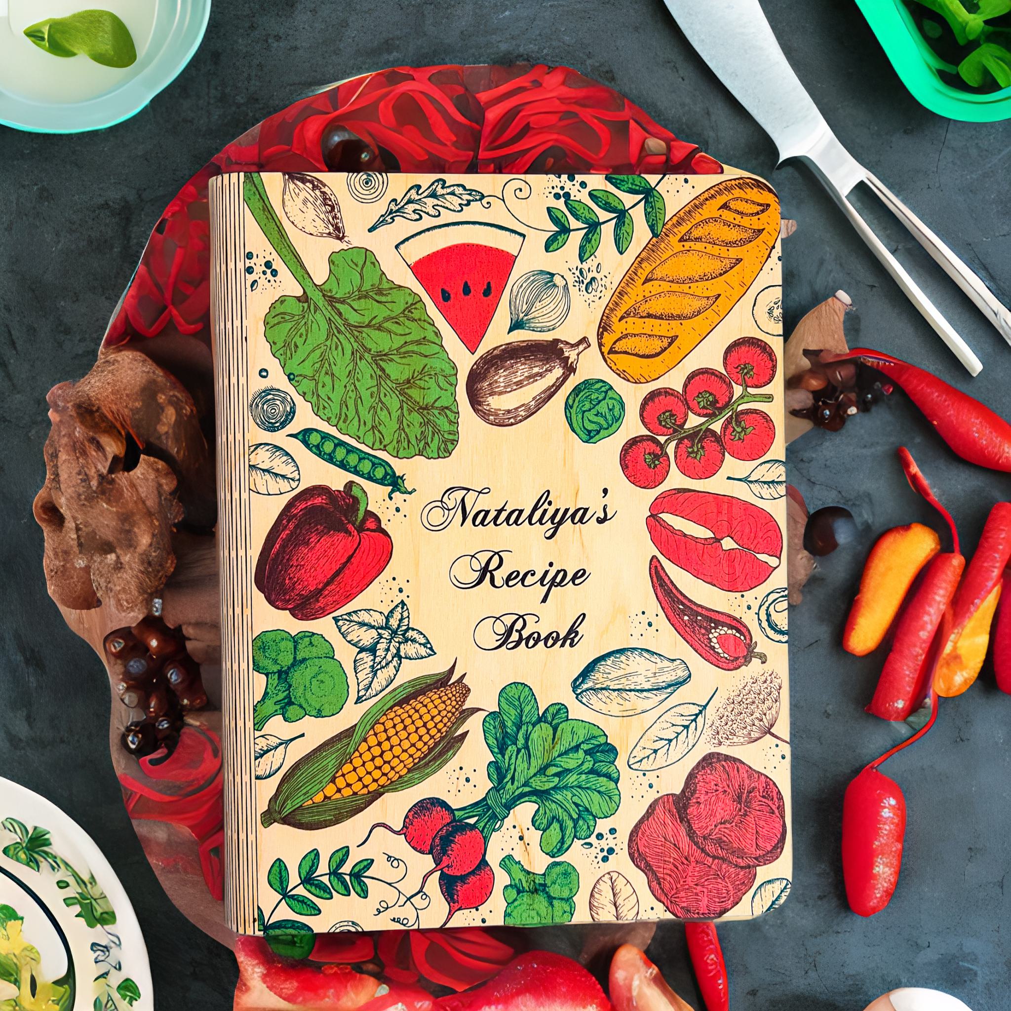 PERSONALIZED PRINT WOODEN RECIPE BOOK