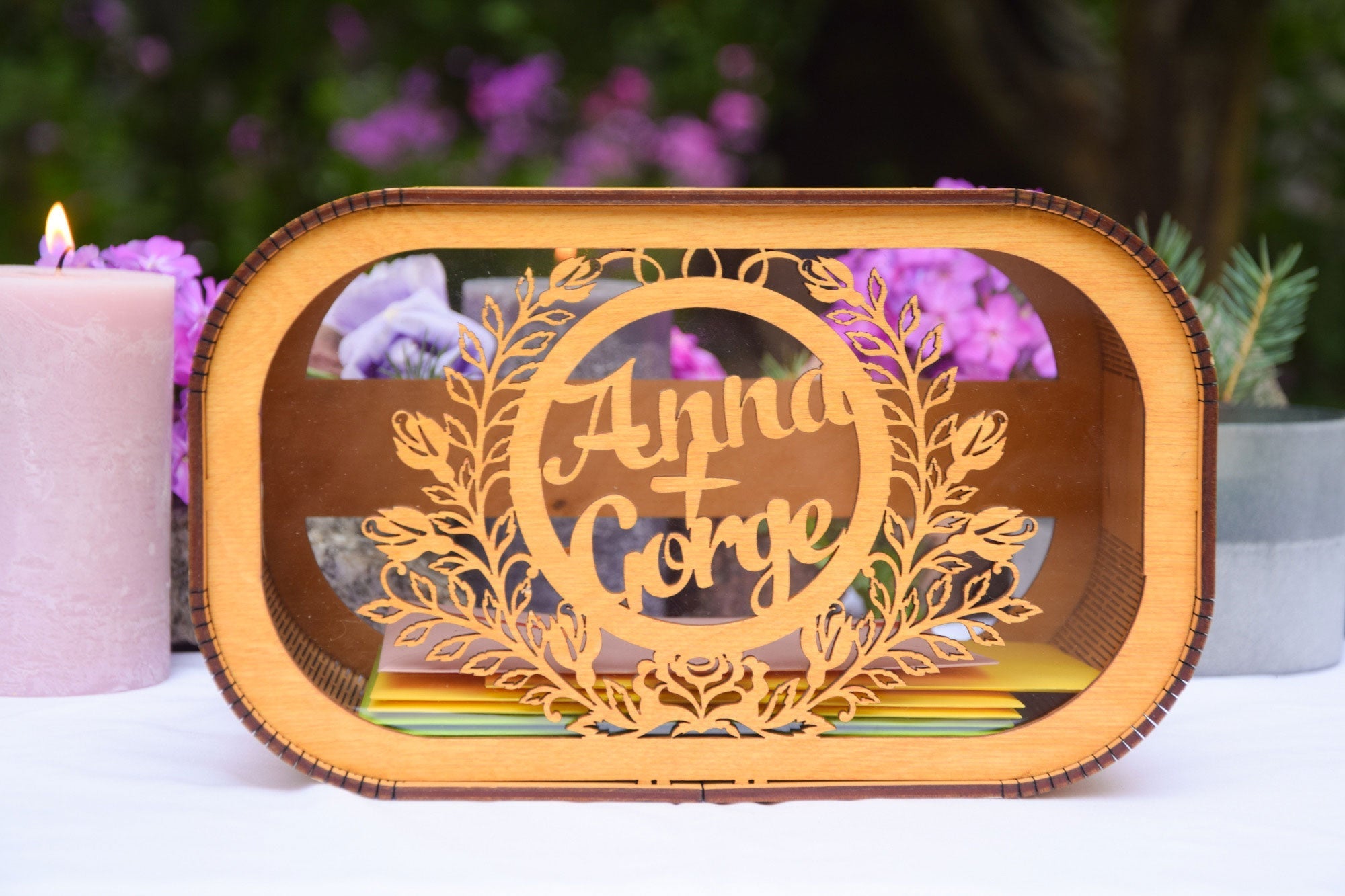 Personalized Card Box for Wedding, Wooden Décor