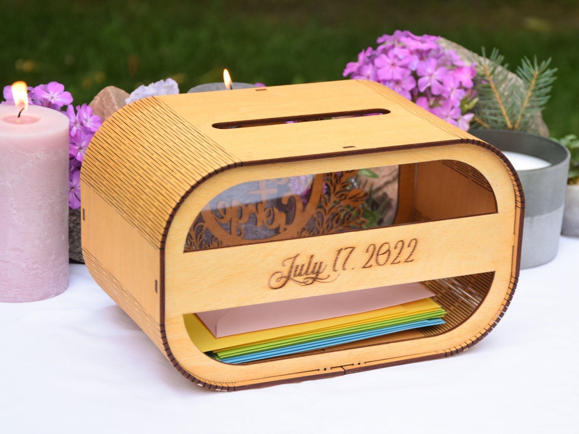 Wooden box for cards, Personalized gift, Wedding card box
