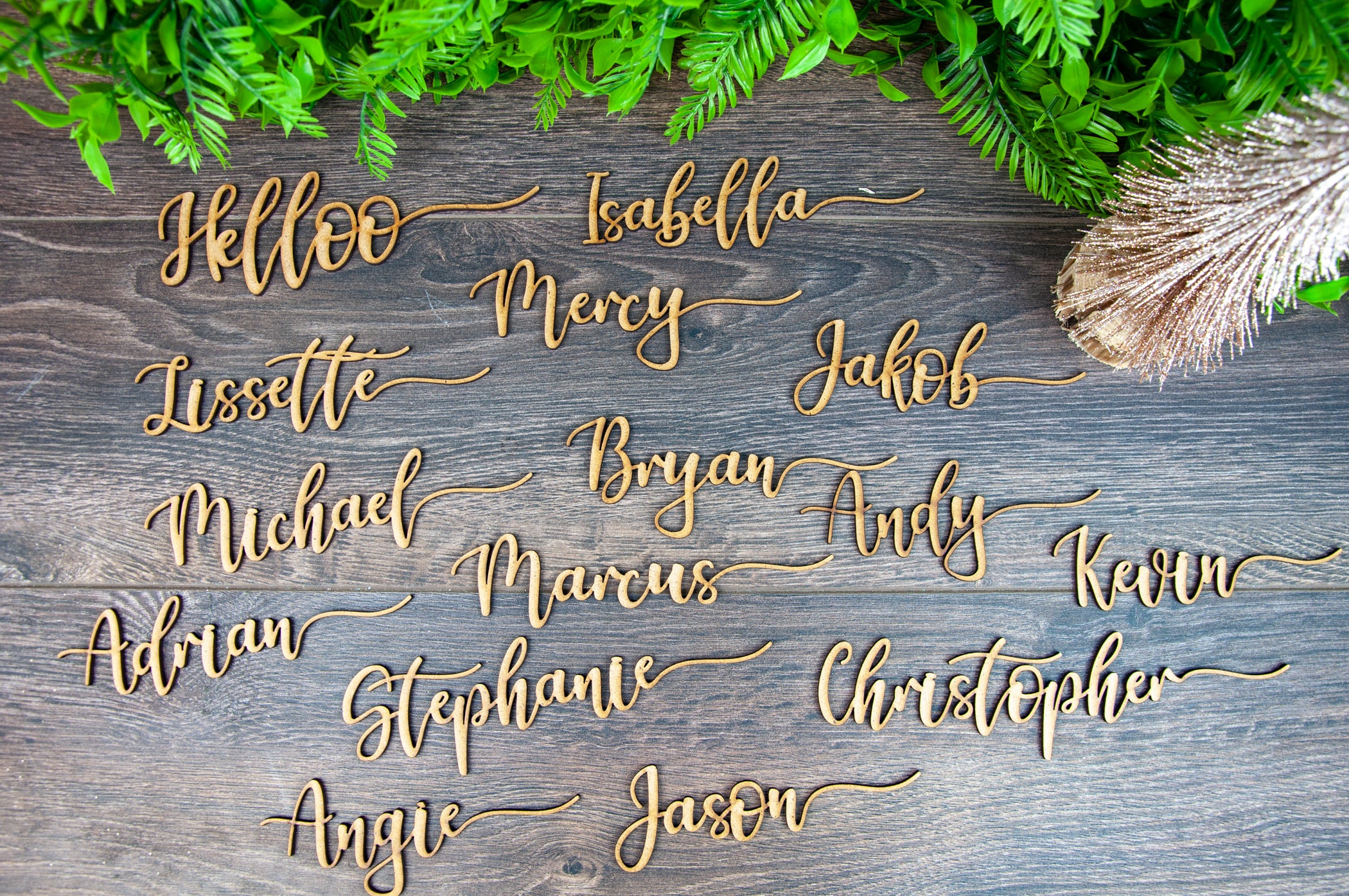 PLACE SETTINGS NAMES FOR WEDDING WOODEN LASER CUT NAMES