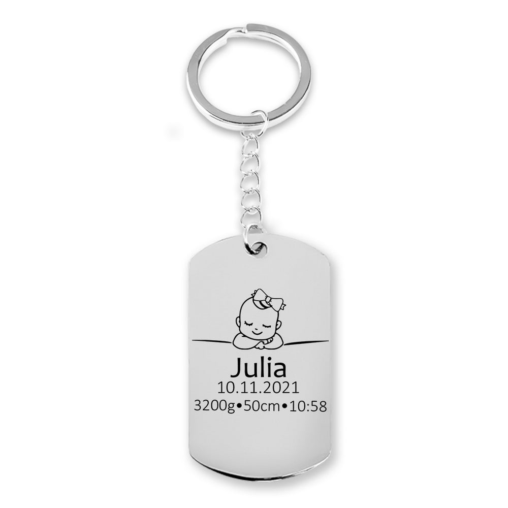 Baby Birth Details Tag Keychain