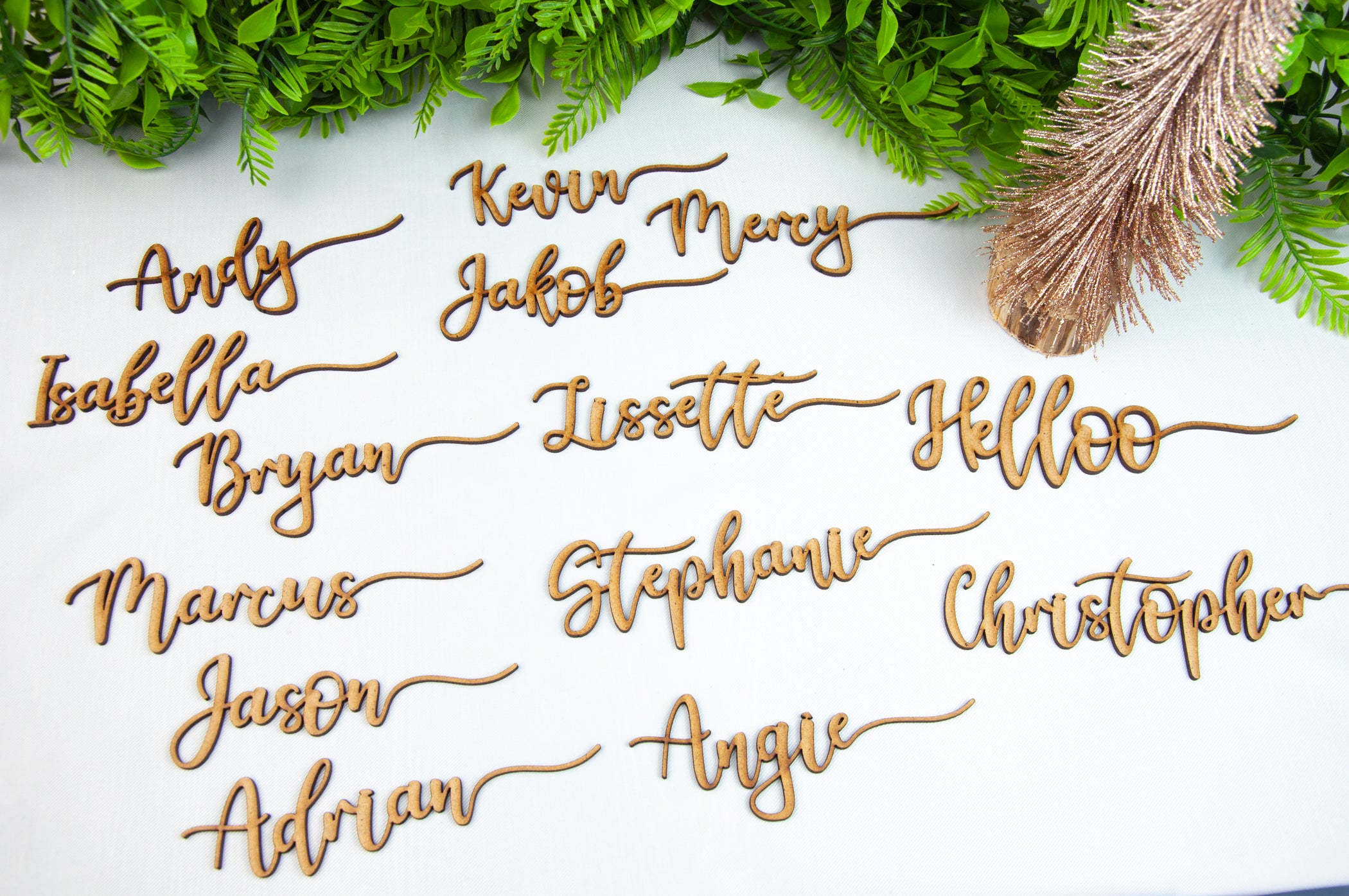 WOODEN LASER CUT NAMES PLACE SETTINGS NAMES FOR WEDDING