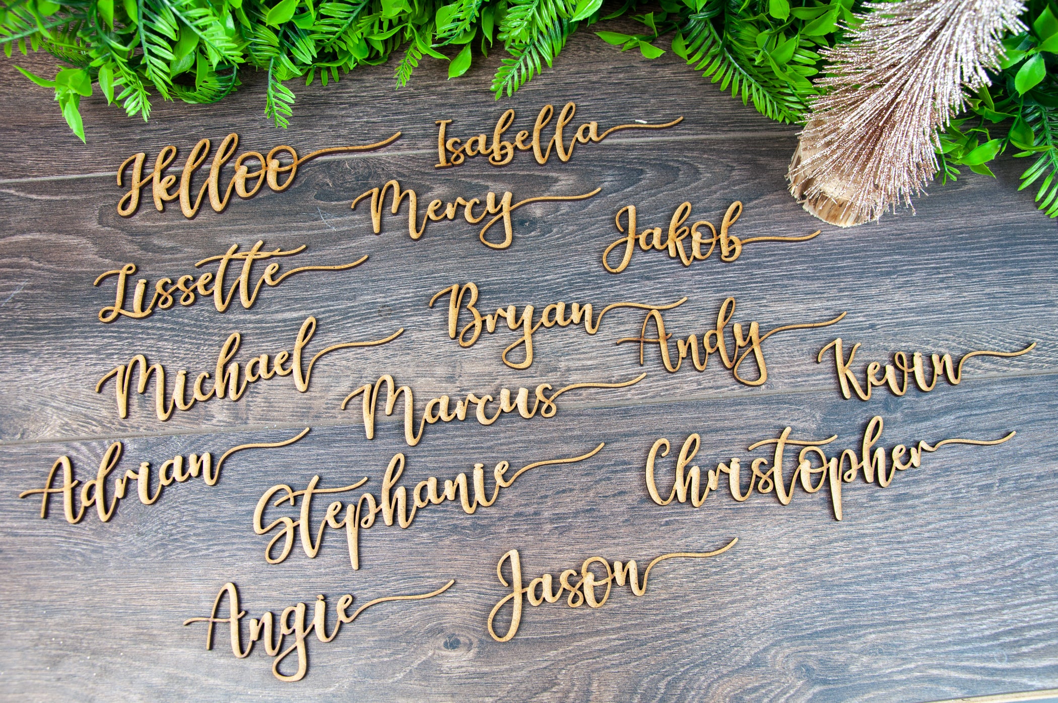 PLACE SETTINGS NAMES FOR WEDDING WOODEN LASER CUT NAMES