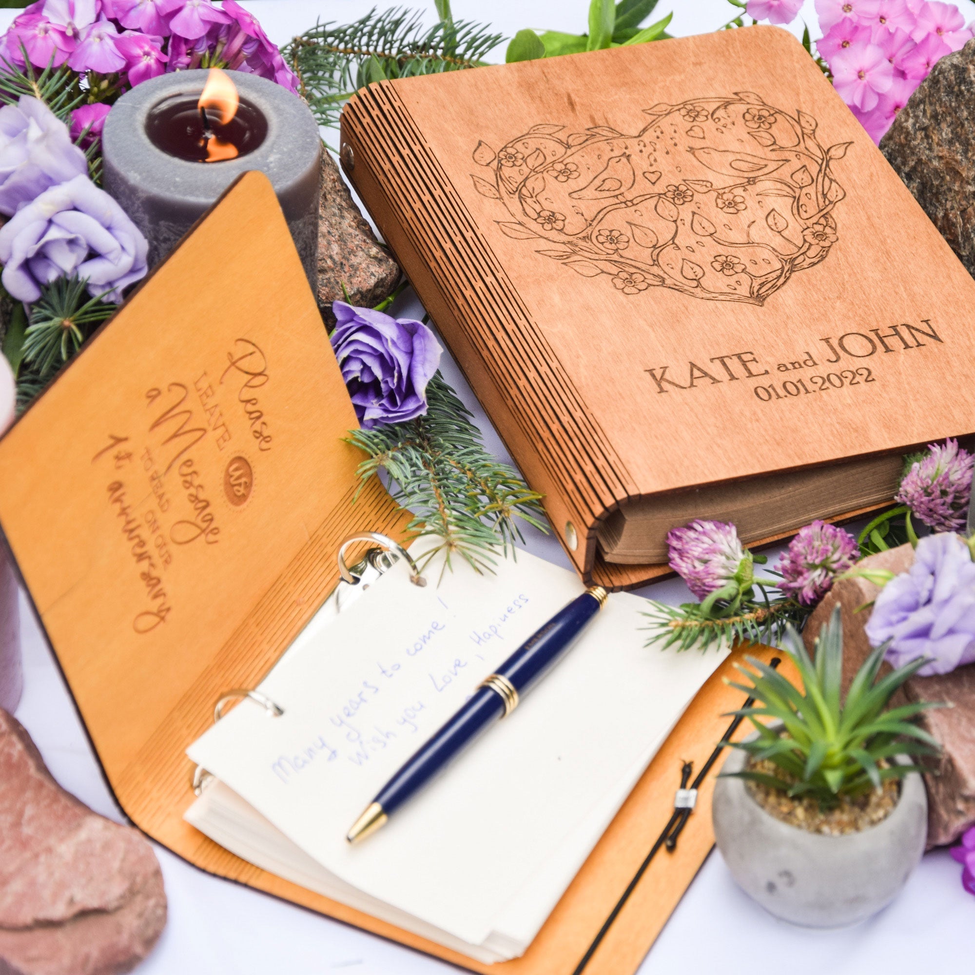 Wooden Memory Book, Personalized Guest book, Custom Album