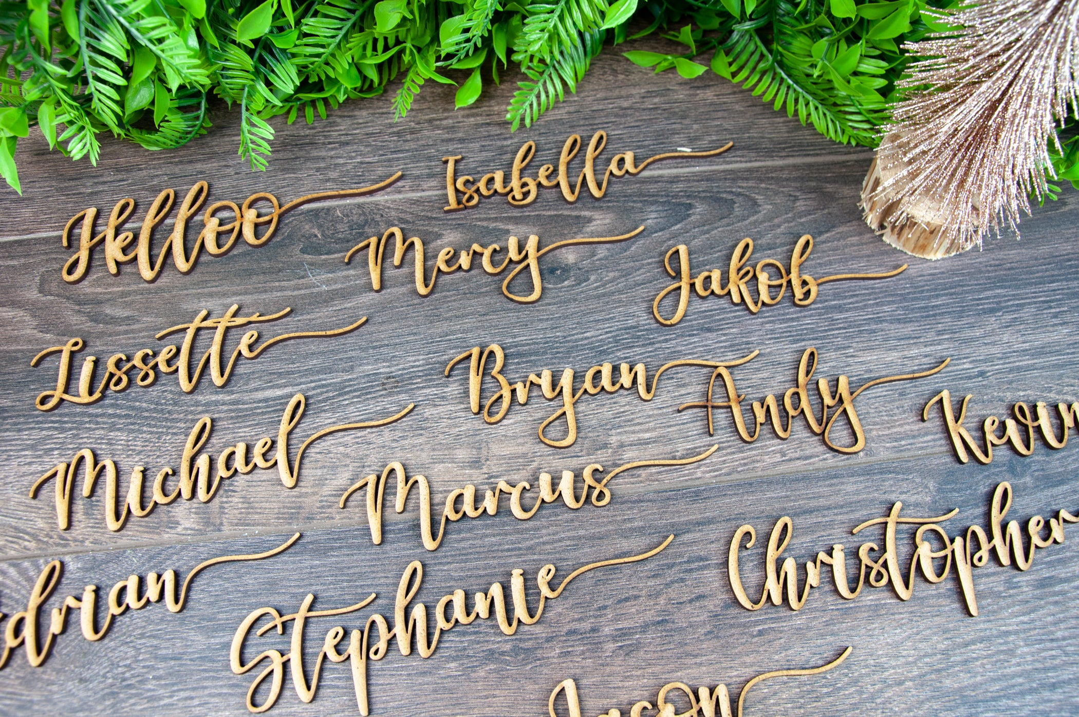 PLACE SETTINGS NAMES FOR WEDDING WOODEN LASER CUT NAMES