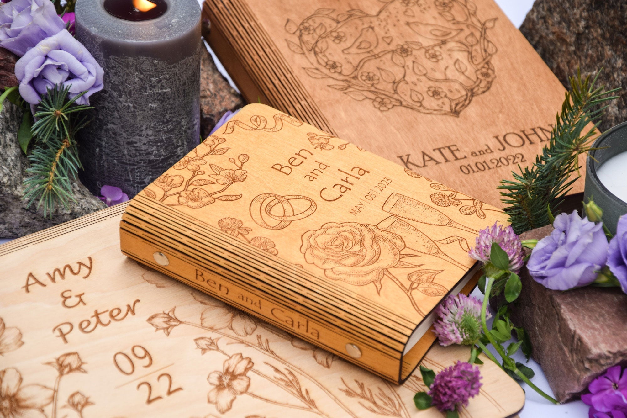 Wooden Memory Book, Personalized Guest book, Custom Album