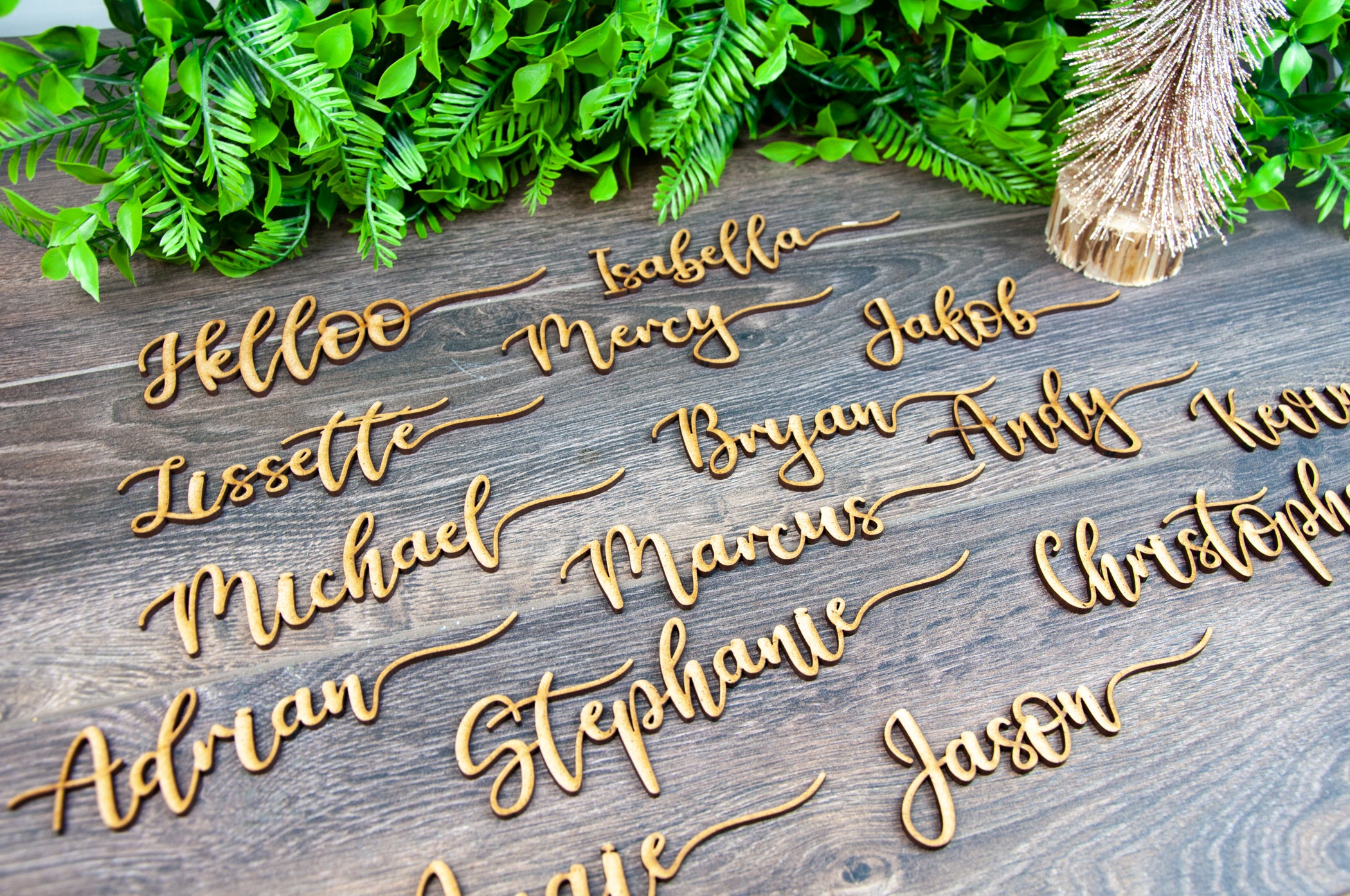 PLACE SETTINGS NAMES FOR WEDDING WOODEN LASER CUT NAMES