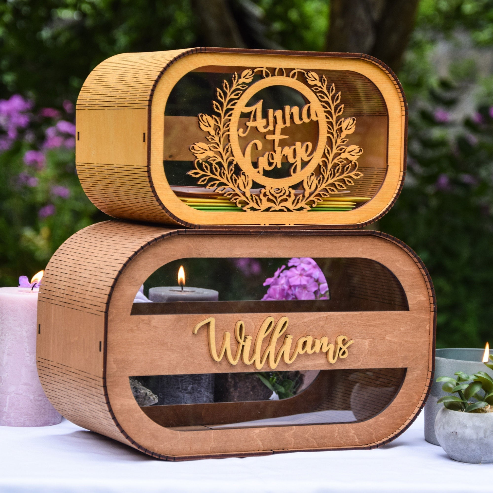Wooden box for cards, Personalized gift, Wedding card box