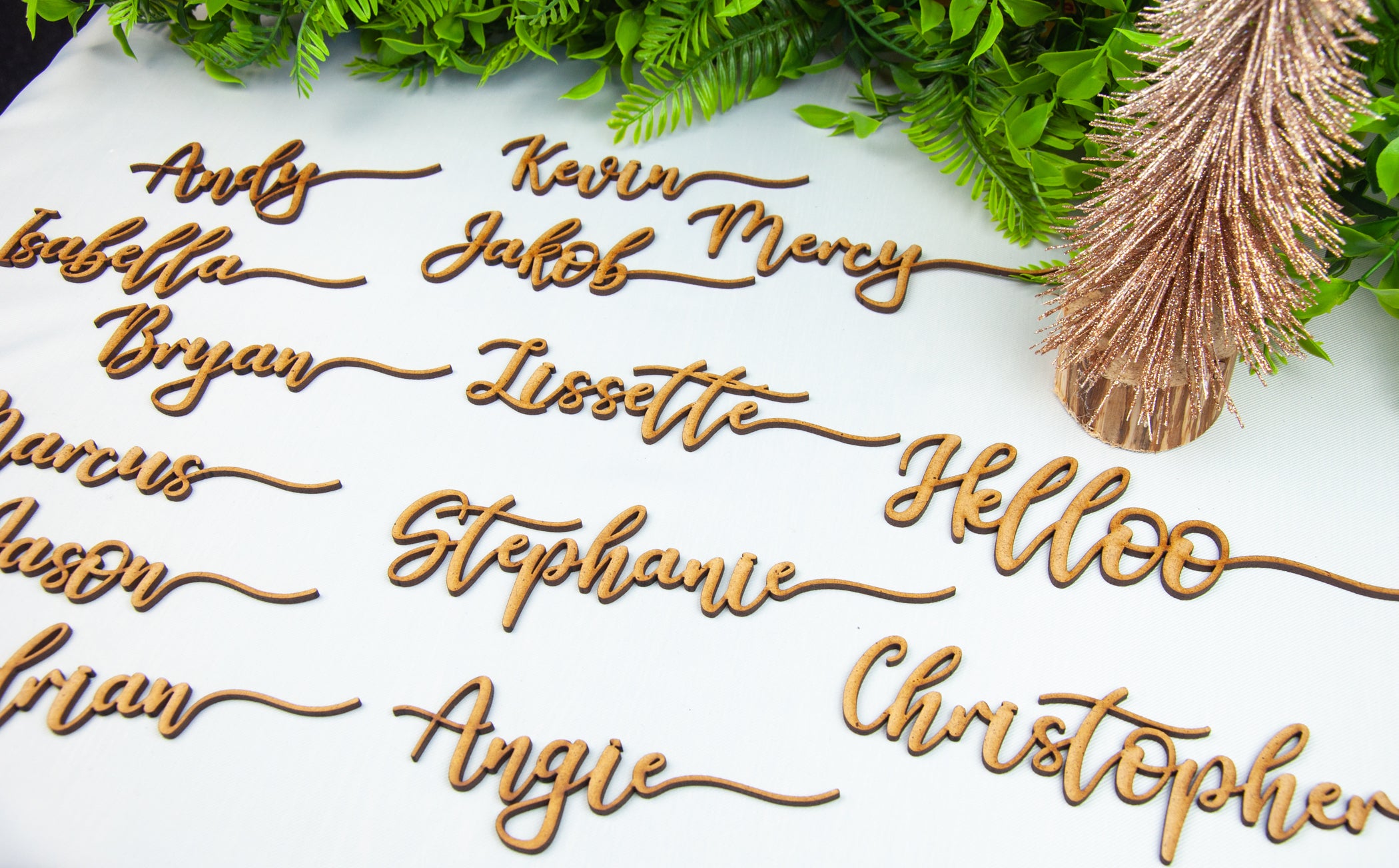 WOODEN LASER CUT NAMES PLACE SETTINGS NAMES FOR WEDDING