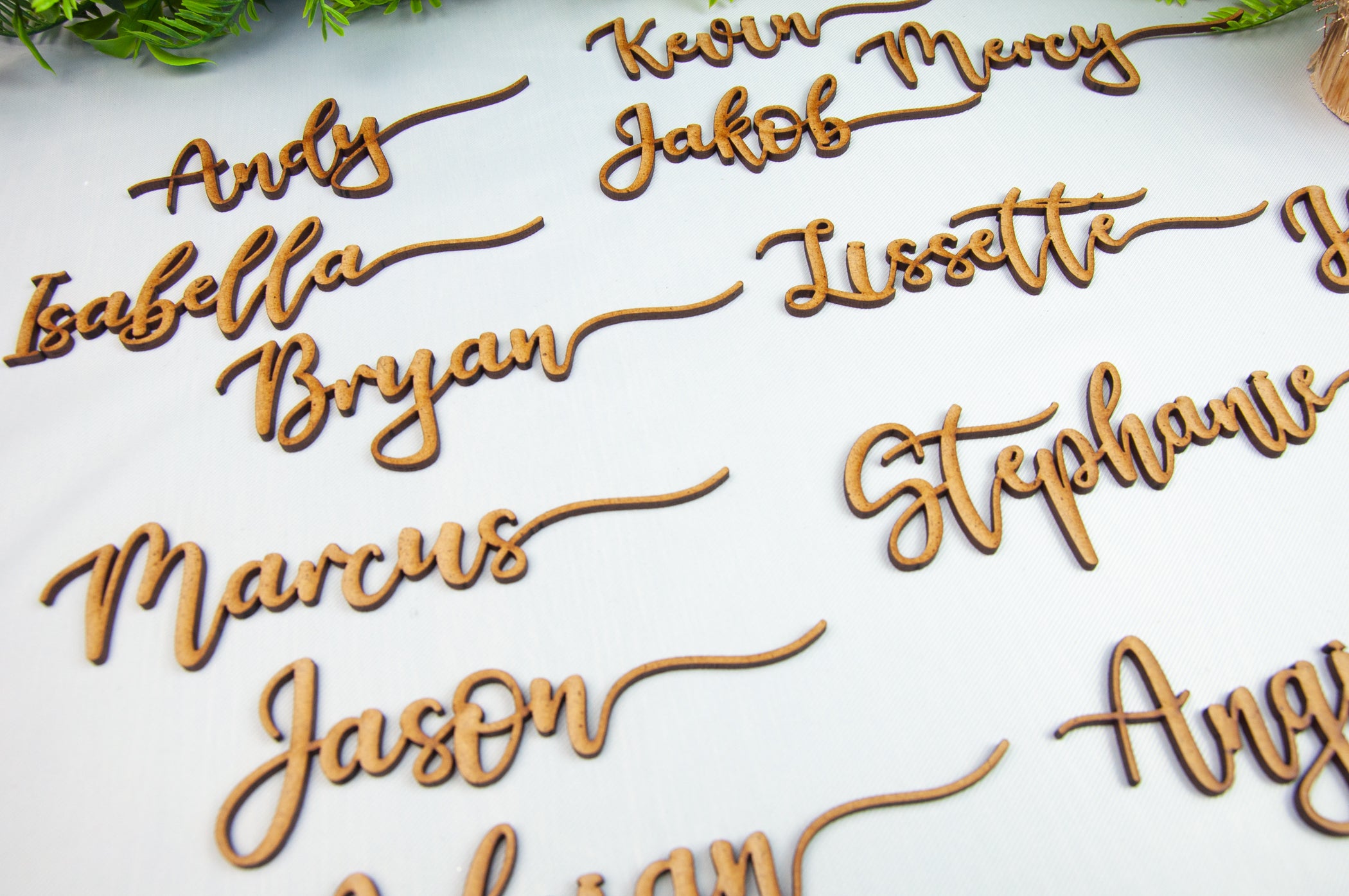 WOODEN LASER CUT NAMES PLACE SETTINGS NAMES FOR WEDDING