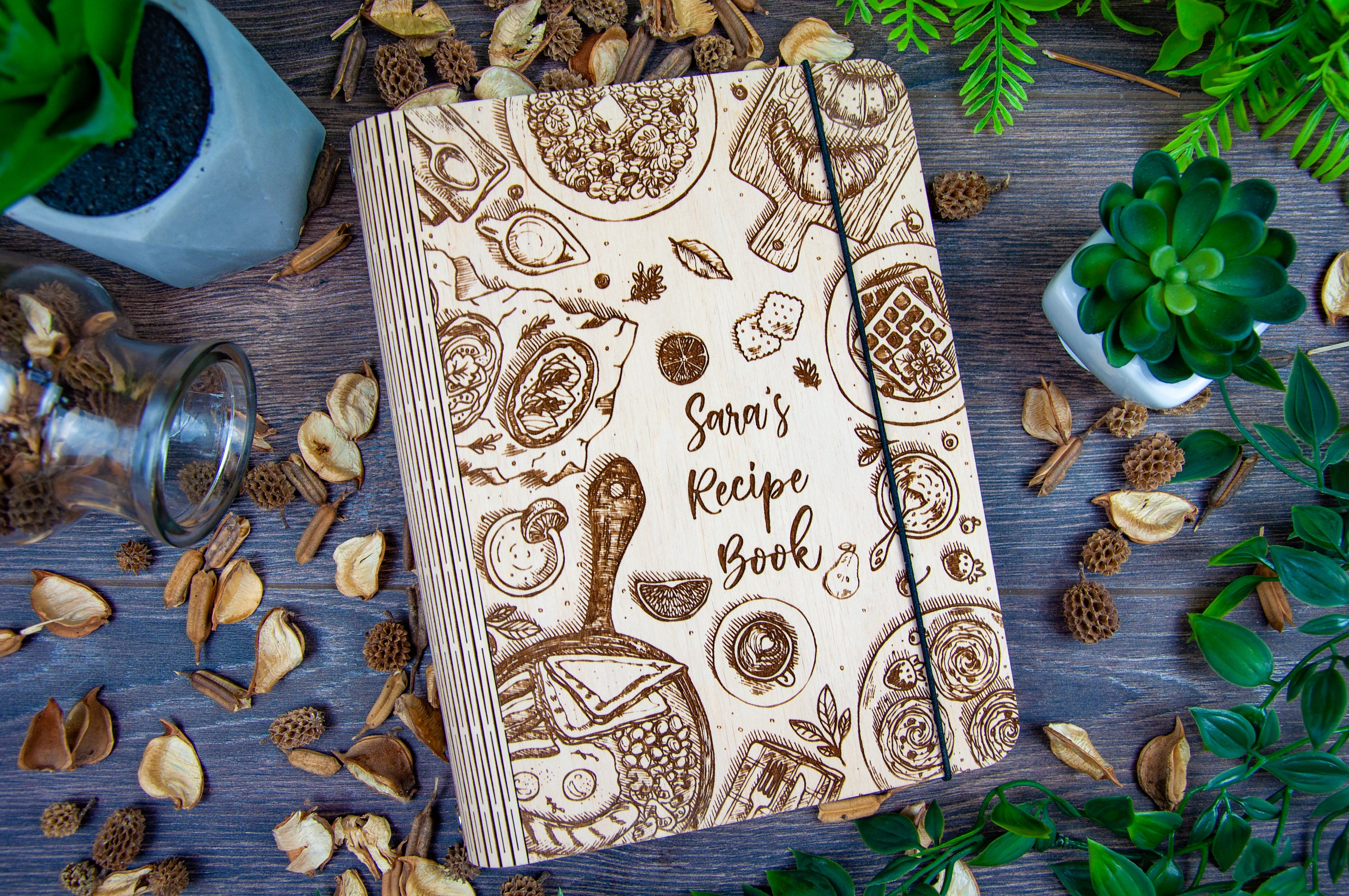 PERSONALIZED WOODEN RECIPE BOOK