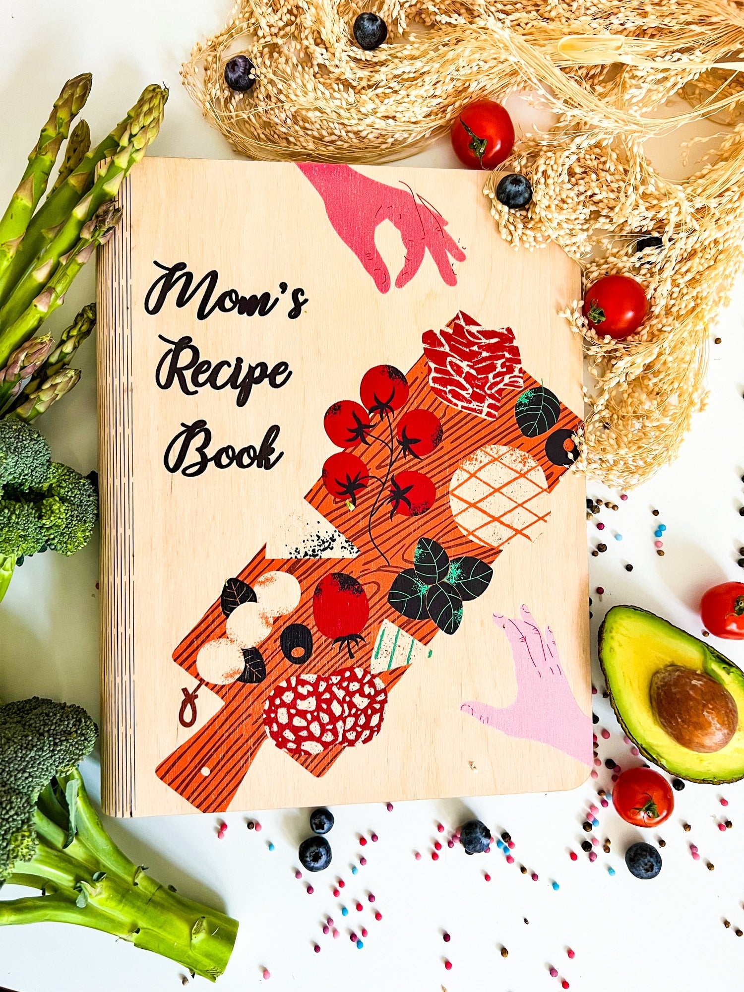 COLORFUL PERSONALIZED UV PRINTED WOODEN RECIPE BOOK