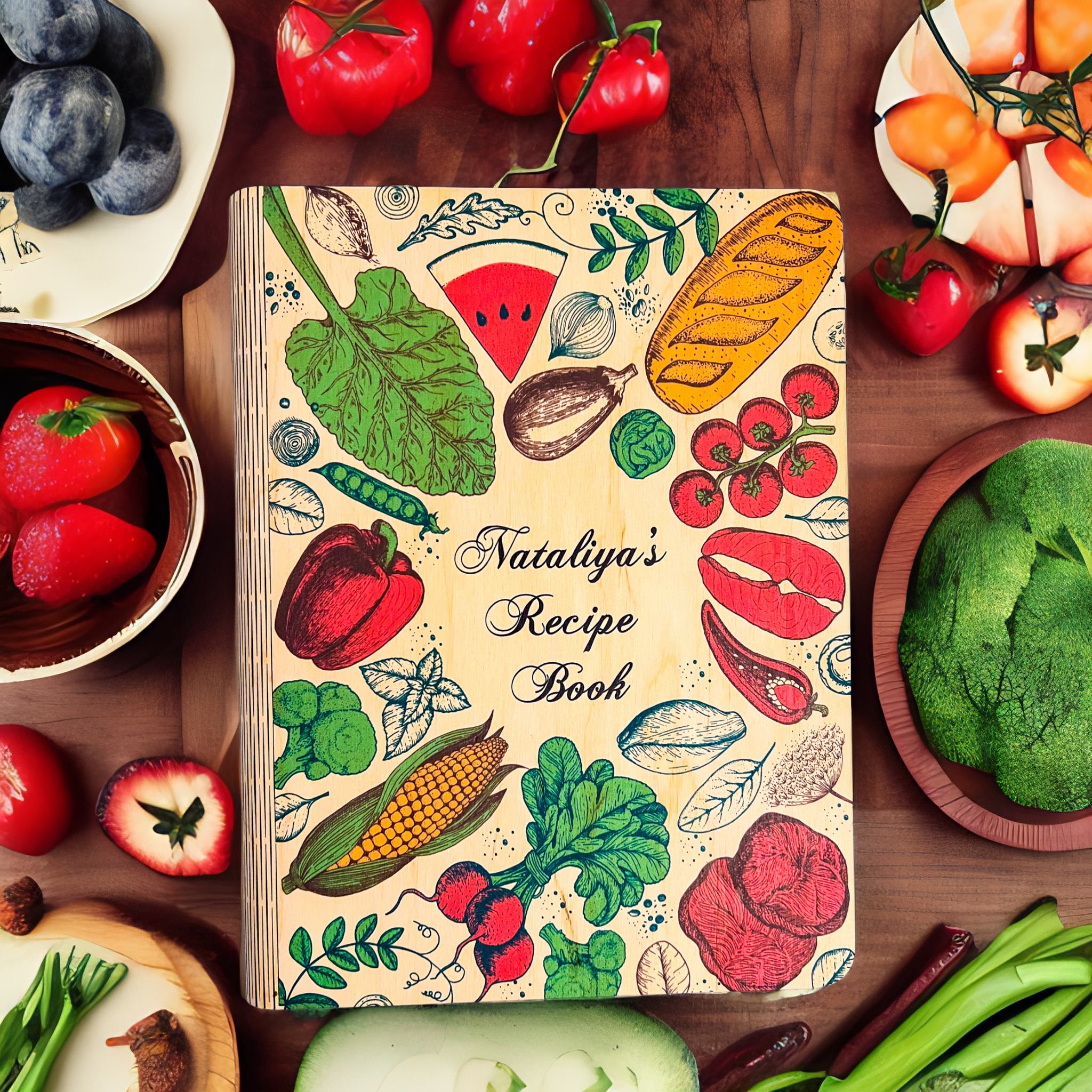COLORFUL PERSONALIZED UV PRINTED WOODEN RECIPE BOOK