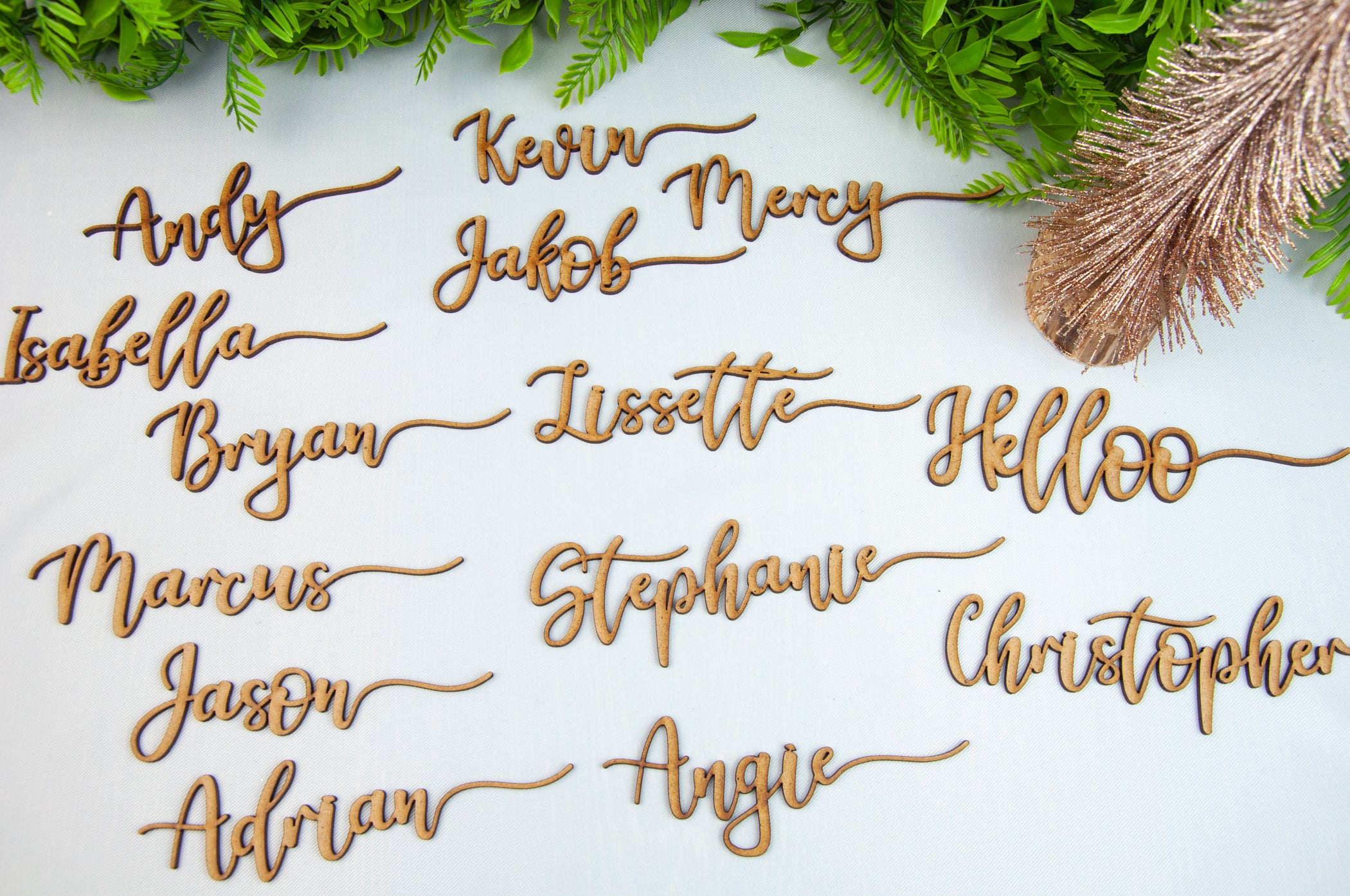 WOODEN LASER CUT NAMES PLACE SETTINGS NAMES FOR WEDDING