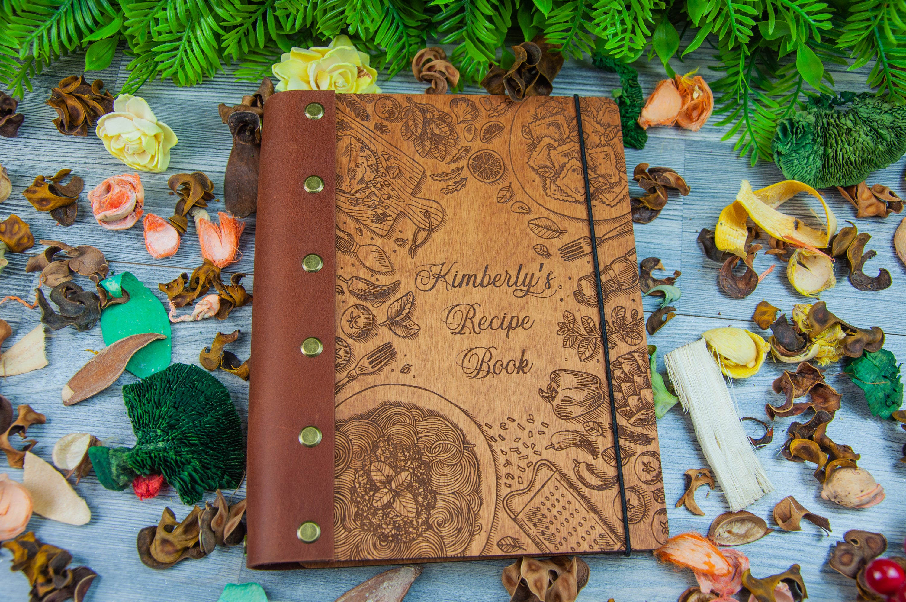 Heirloom Blank Recipe Book Journal, Linen Hardcover, Chocolate Brown, komorebiluxeplanners